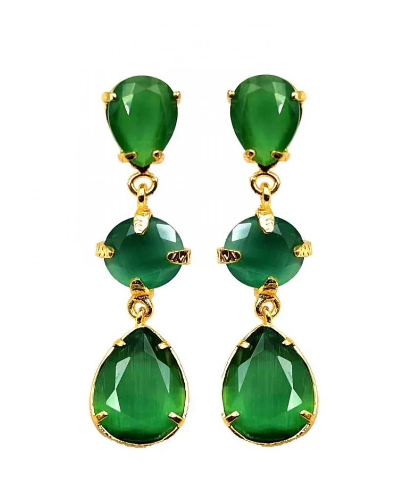 ELEGANTES PENDIENTES VERDES DE PEDRERIA PARA BODAS Y EVENTOS